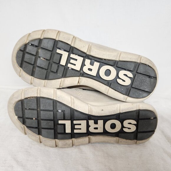 Sorel Womens 6.5 Mid Calf Suede Lace Boots Faux Fur Beige Explorer Joan Boot - Picture 11 of 11